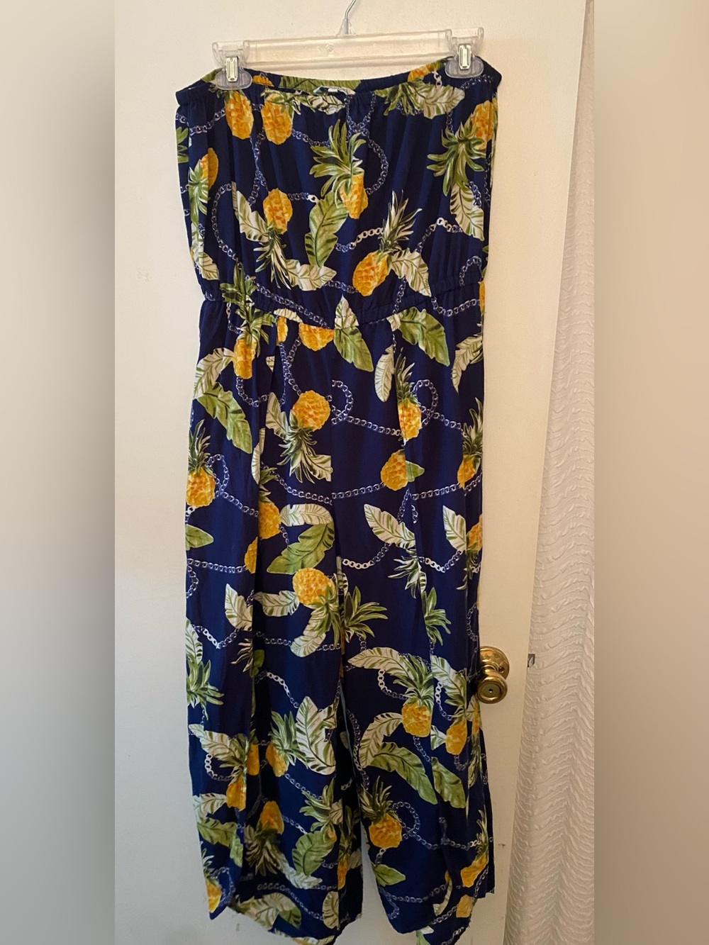 Blue Island Navy Pineapple-Print Strapless Jumpsuit
